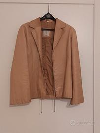 Nuova giacca in pelle Conbipel marrone beige L