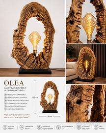 Lampada in legno di ulivo