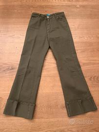 Jeans Merci vita alta con risvolto verde militare