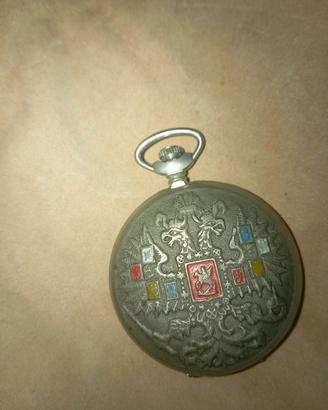 orologio da taschino Molnija vintage in acciaio.