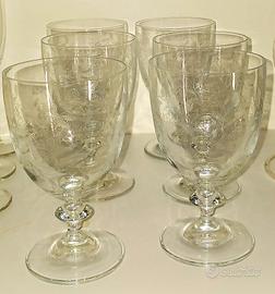 Set bicchieri da vino in cristallo lavorato