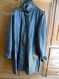 Giacca donna in vera pelle nera lunga