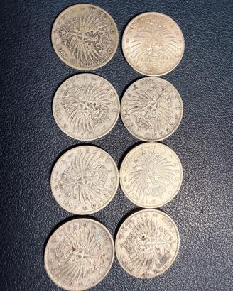 LOTTO 8 MONETE 1 LIRA AQUILA SABAUDA