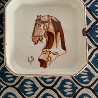 Portacenere in ceramica con cavallo Giacomelli