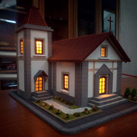 Plastico Chiesa scala 1:87 con luci LED interne