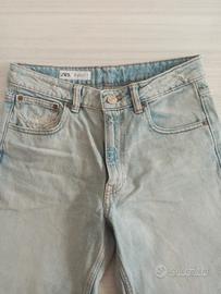 Jeans vita alta gamba ampia chiari Zara taglia S