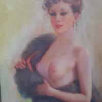 INES CON PELLICCIA cm 30 x 40 x 2