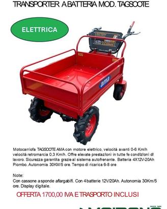 MOTOCARRIOLA ELETTRICA AMA TAG500TE – PORTATA 500