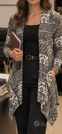 Cardigan donna fantasia grigio/bianco - Taglia S