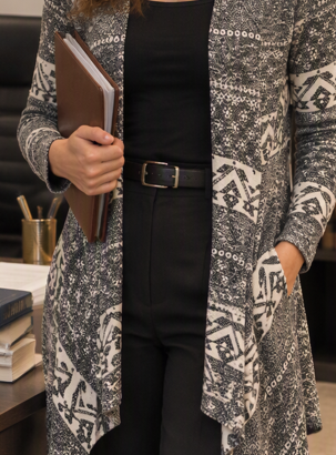 Cardigan donna fantasia grigio/bianco - Taglia S