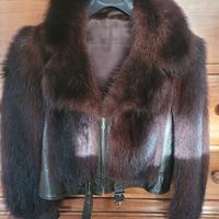 Bomber vintage in vera pelle e castoro selvaggio