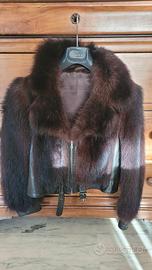 Bomber vintage in vera pelle e castoro selvaggio