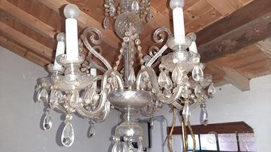 Lampadario in cristallo vintage