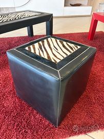 Pouf zebrato pelle nero