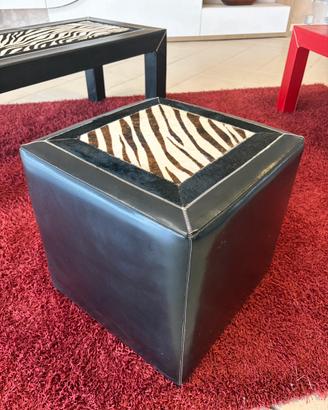 Pouf zebrato pelle nero