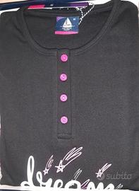 pigiama donna cotone caldo tg m naviblu