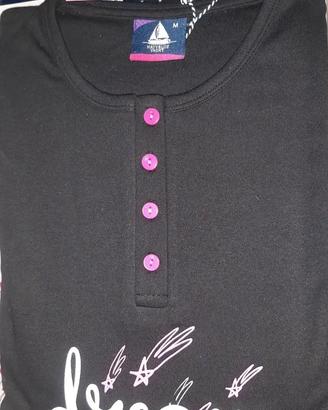 pigiama donna cotone caldo tg m naviblu