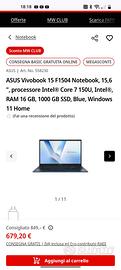 computer portatile asus 15.6 notebook 15 F1504