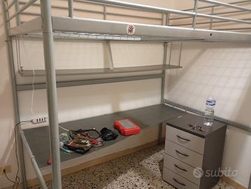 Ikea svarta  matrimoniale con mensola e scrivania 