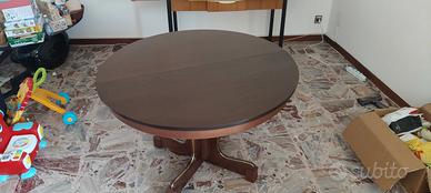 Tavolo Rotondo Allungabile Vintage in Legno
