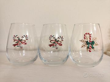 Set 3 Bicchieri Natalizi con Decorazioni 3D