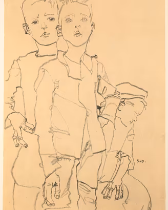 Egon Schiele -3 Jungs(1910)-Collotipia