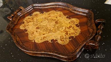 Vassoio Legno Intarsiato Gargiulo Jannuzzi