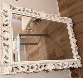 Specchio barocco bianco con cornice in legno