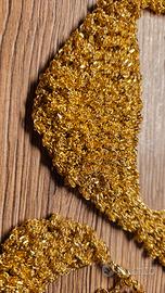 Parure dorata nuova: collana, braccialetto, orecch