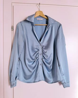 Camicia in raso azzurra