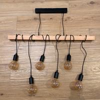 Lampadario legno stile industriale