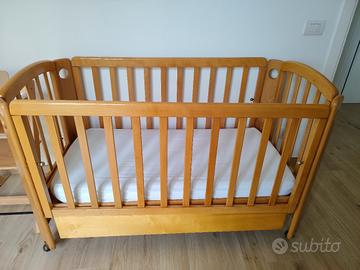 Lettino bambini letto con sponde in legno 