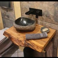 piano per lavabo in legno massello 