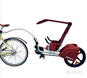 RIMORCHIO BICI PER BAMBINI CON PEDALI E BORSE