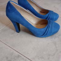 Scarpe con tacco celesti scamosciate n.40 nuove