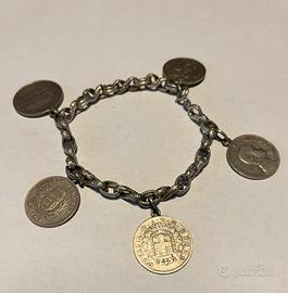 Bracciale in argento gr 50 800 con monete