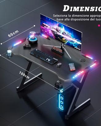 Scrivania RGB Led Gaming 160x60