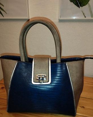 Borsa Blu Marino e Beige