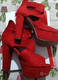 scarpe rosse tacco alto e plateau mis 38