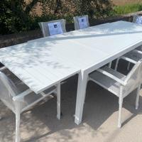 Tavolo bizzotto cm200/300 bianco +6 poltrone