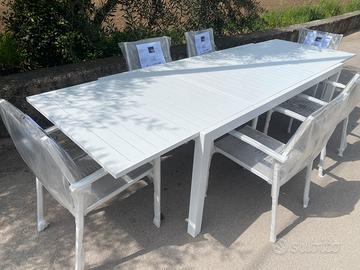 Tavolo bizzotto cm200/300 bianco +6 poltrone