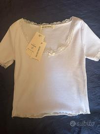 Maglia Bianca Pizzo Jean Louis Francoise Nuova