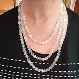  Collana Vintage a 3 Fili in Cristallo Cracklè