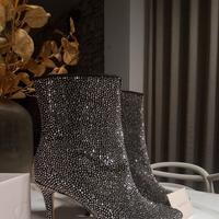 Stivali Werner in pelle ricoperti da strasse e con