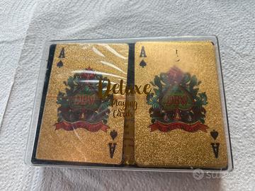 Lotto 2 mazzi carte da gioco oro 24k Gold Foil