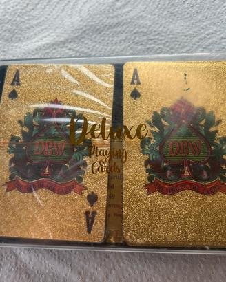 Lotto 2 mazzi carte da gioco oro 24k Gold Foil