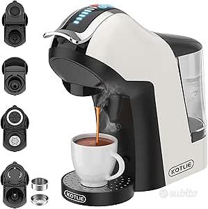 Macchina Da Caffè A Capsule KOTLIE 4 In 1 – Compatibile Nespresso Original, Dolce Gusto, A Modo Mio E Macinato – 19 Bar, 7 Livelli D'Acqua, Spegnimento Auto