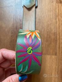 Cintura verde a fiori dipinta