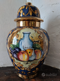 Vaso Batignani ceramica antica. Putisce oro, blu