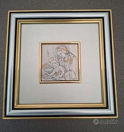 Quadro Madonna su lastra argento 925